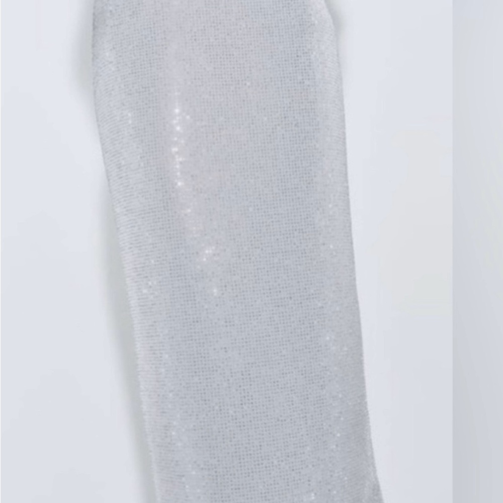 Zara Silver Sequin Pencil Skirt